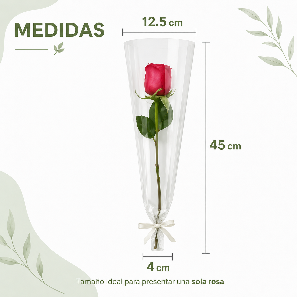 ENVOLTURA DE CELOFAN PARA 1 ROSA ( 100 PZAS )