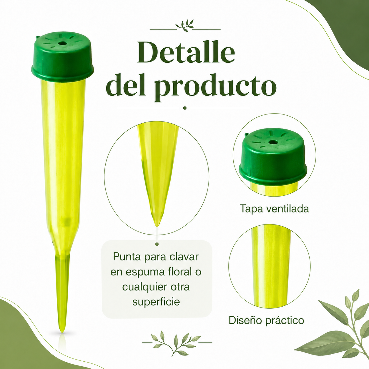 TUBO DE AGUA PARA FLORES CON PUNTA 50PZAS.