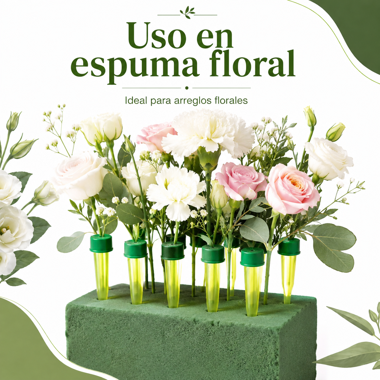 TUBO DE AGUA PARA FLORES CON PUNTA 50PZAS.