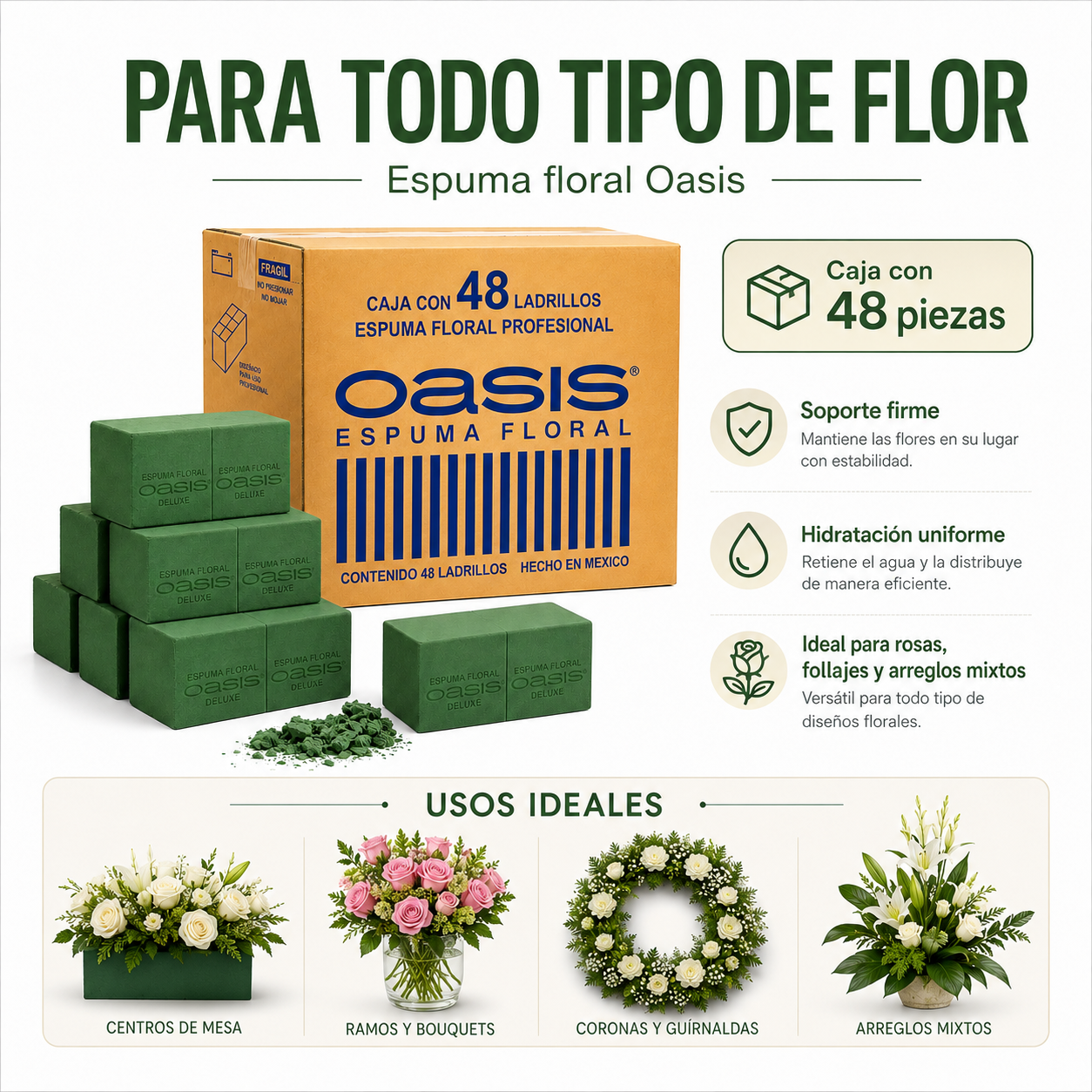 OASIS FLORAL ADVANTAGE CAJA CON 48 PIEZAS