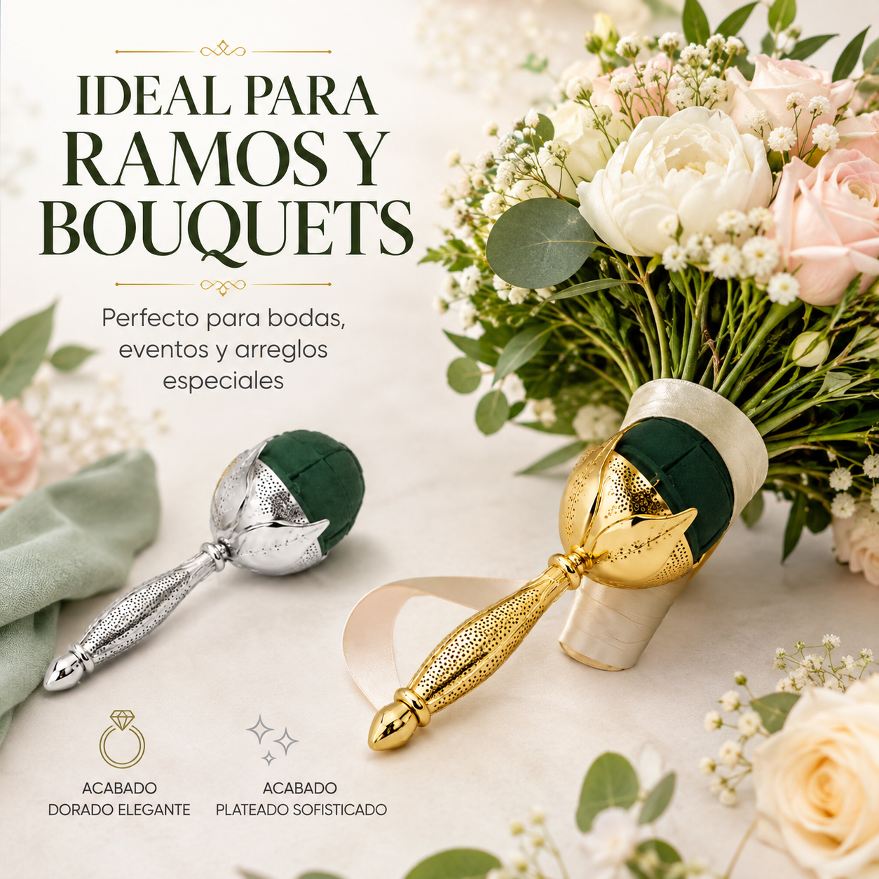 PORTA RAMOS ELEGANT OASIS PLATA Y ORO