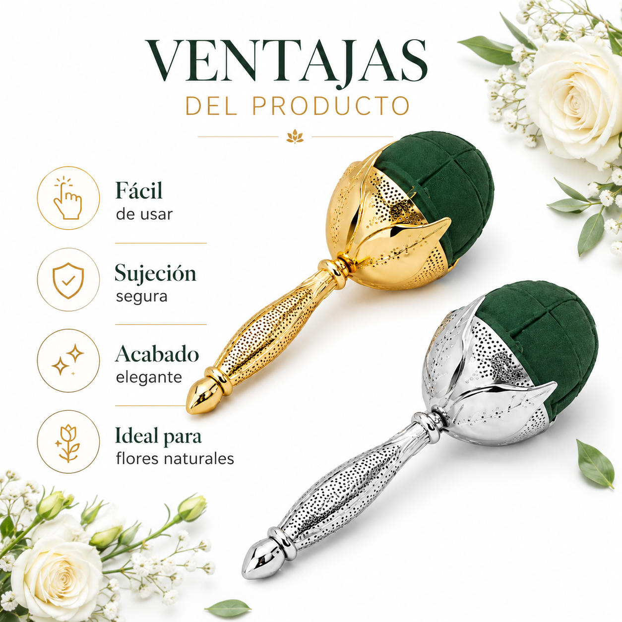 PORTA RAMOS ELEGANT OASIS PLATA Y ORO